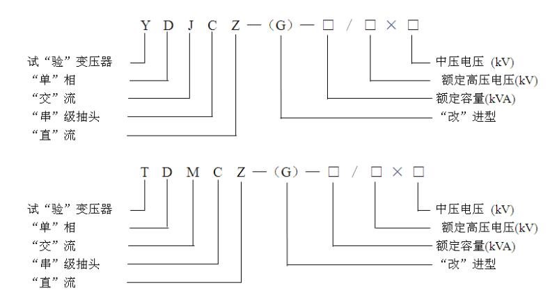 交直流試驗變壓器產品型號含義
